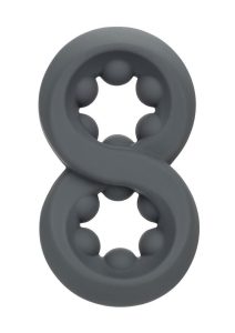 Alpha Liquid Silicone Beaded Crazy 8 Cock Ring - Gray