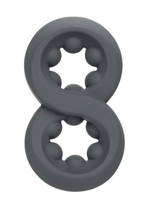 Alpha Liquid Silicone Beaded Crazy 8 Cock Ring - Gray
