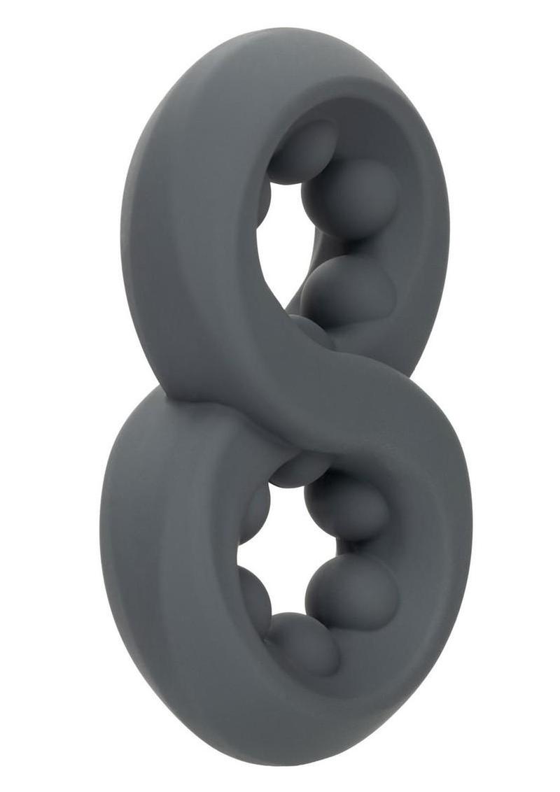 Alpha Liquid Silicone Beaded Crazy 8 Cock Ring - Gray - Image 3
