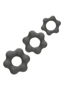 Alpha Liquid Silicone Cock Ring Endurance Set (3 Piece) - Gray