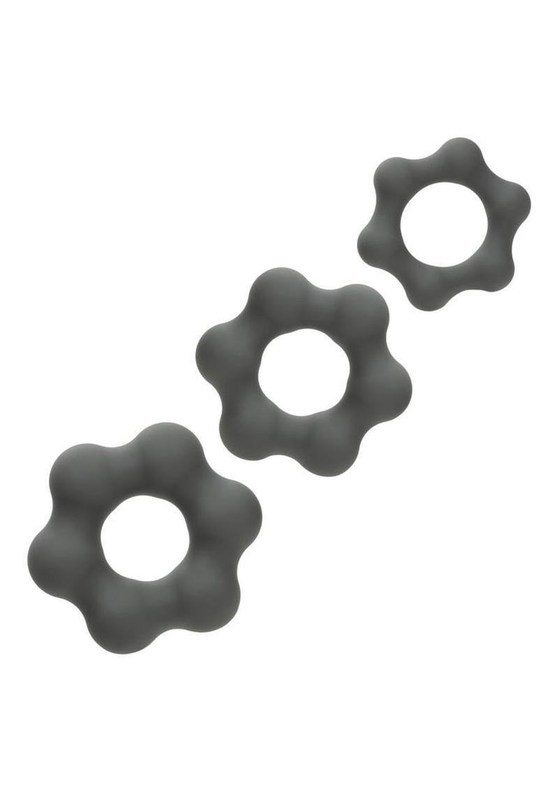 Alpha Liquid Silicone Cock Ring Endurance Set (3 Piece) - Gray