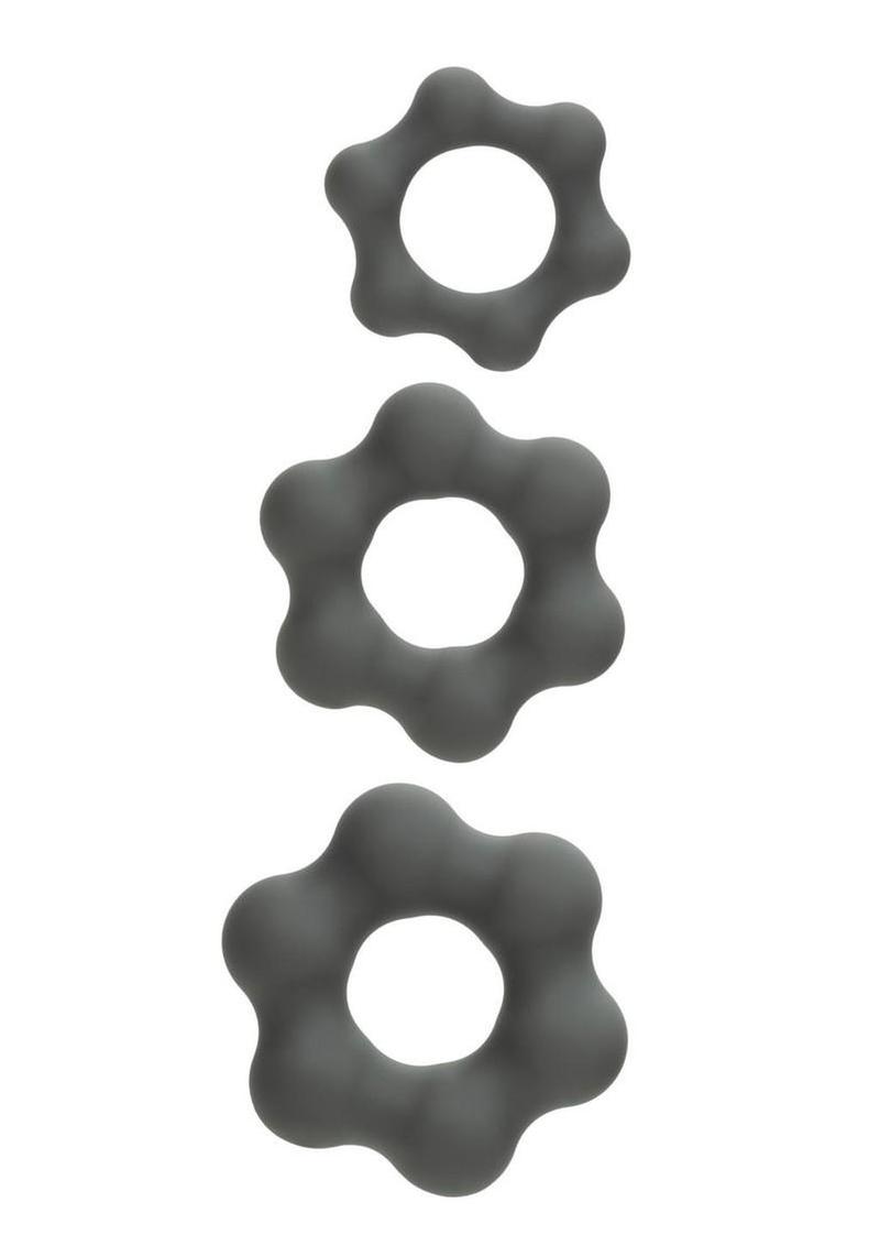 Alpha Liquid Silicone Cock Ring Endurance Set (3 Piece) - Gray - Image 3