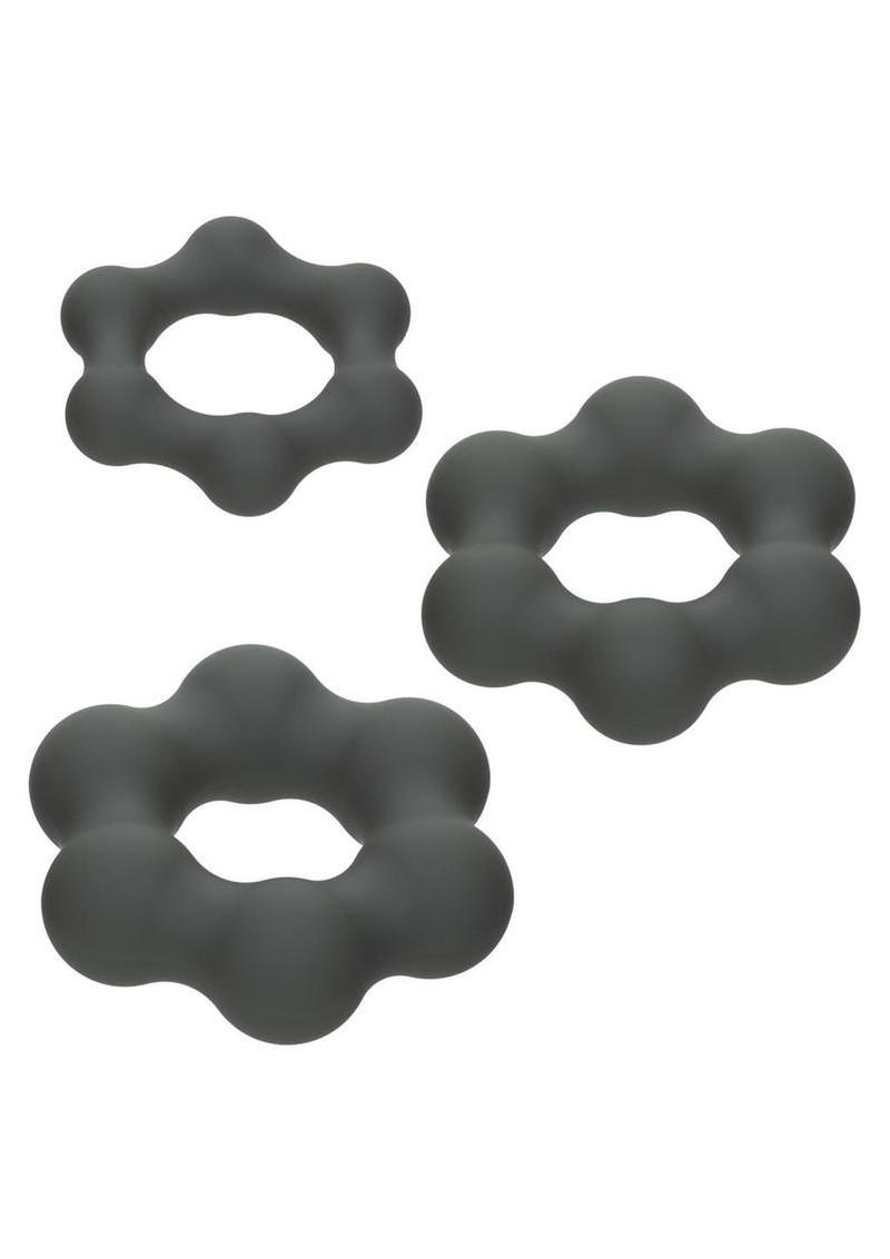 Alpha Liquid Silicone Cock Ring Endurance Set (3 Piece) - Gray - Image 4