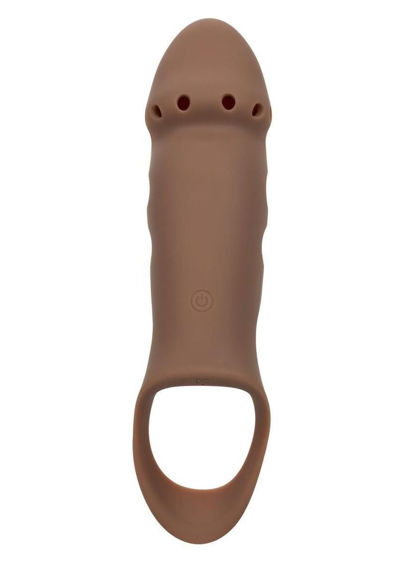 Performance Maxx Rechargeable Silicone Stud Dildo 7.5in - Caramel