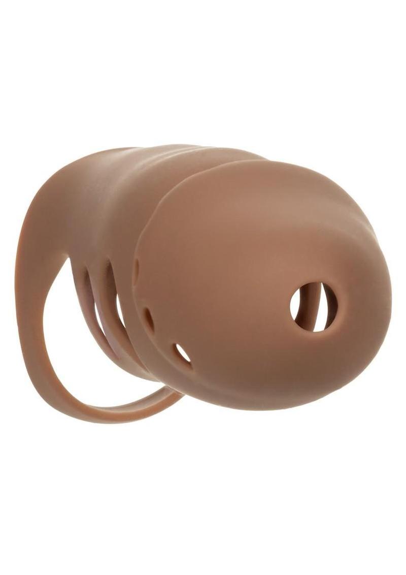 Performance Maxx Rechargeable Silicone Stud Dildo 7.5in - Caramel - Image 3
