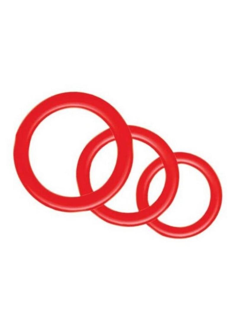 Silicone Cock Ring (6 Pack) - Red/Black - Image 4