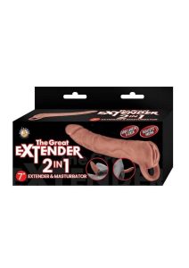 The Great Extender 2-in-1 Extender and Masturbator 7in - Caramel