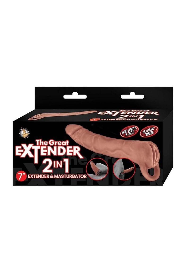 The Great Extender 2-in-1 Extender and Masturbator 7in - Caramel