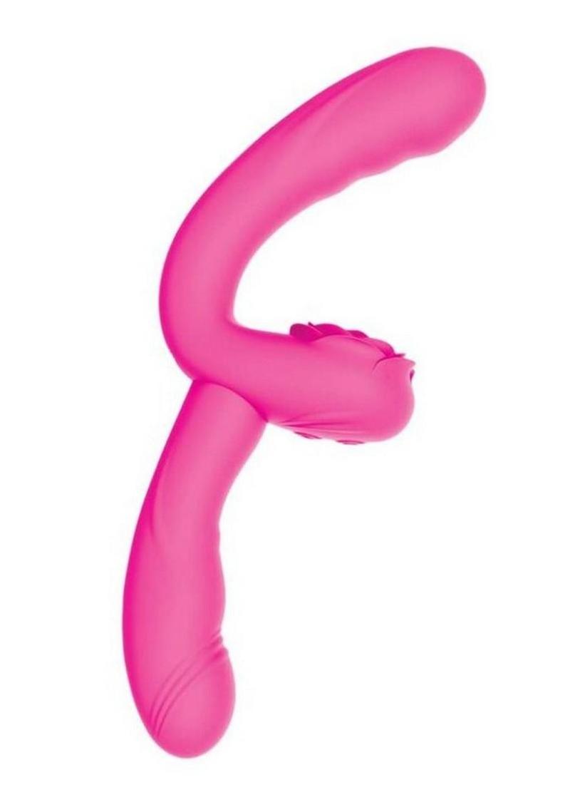 Desire Two-Piece Dual Rechargeable Silicone Vibrator - Pink - Image 3