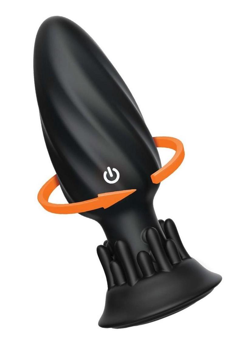 Butts Up Rotating Spiral Rechargeable Silicone Plug - Black - Image 3