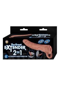 The Great Extender 2-in-1 Extender and Masturbator 8in - Caramel