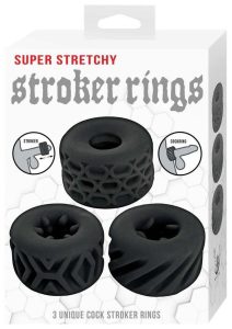 Super Stretchy Stroker Silicone Cock Rings (3 Piece) - Black