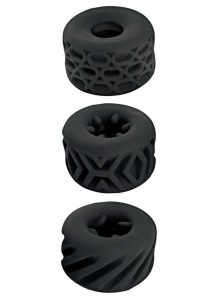 Super Stretchy Stroker Silicone Cock Rings (3 Piece) - Black