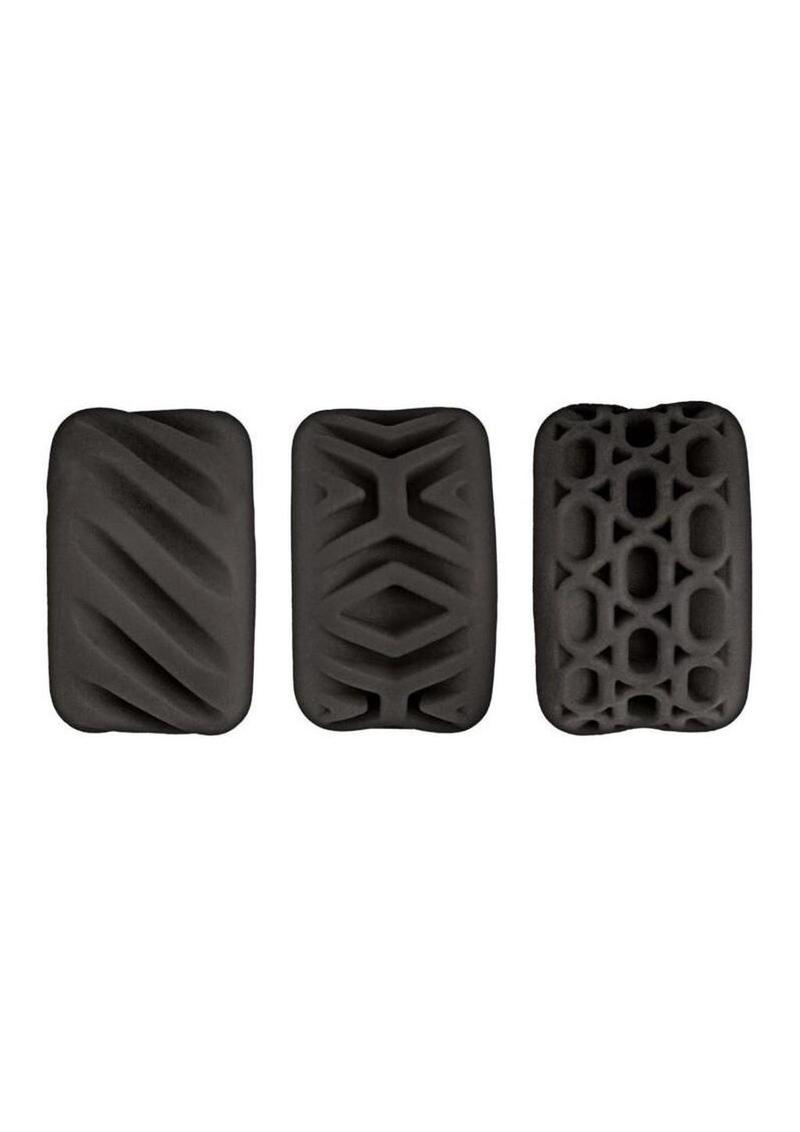 Super Stretchy Stroker Silicone Cock Rings (3 Piece) - Black - Image 3
