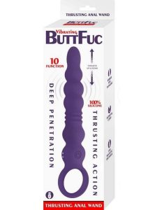 Vibrating ButtFuc Thrusting Rechargeable Silicone Anal Wand - Purple