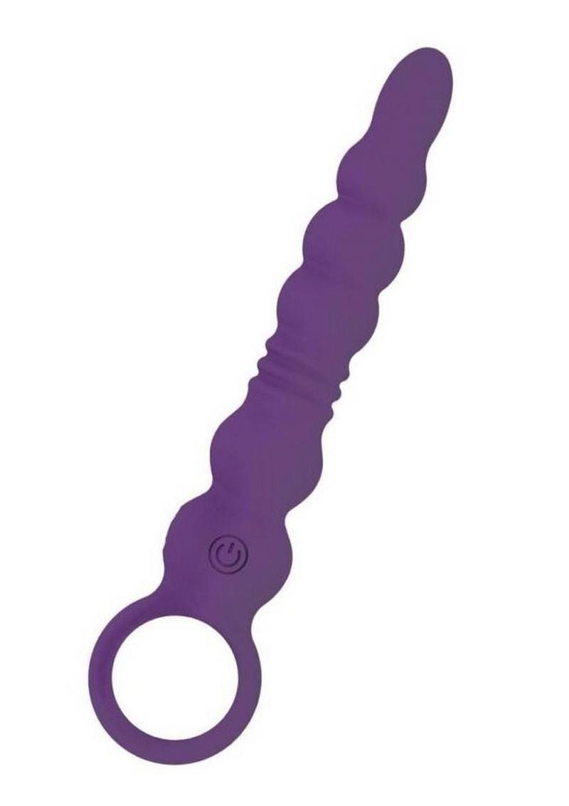 Vibrating ButtFuc Thrusting Rechargeable Silicone Anal Wand - Purple - Image 4