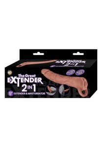 The Great Extender 2-in-1 Extender and Masturbator 9in - Caramel
