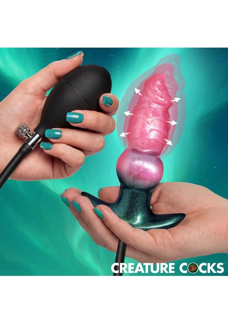 Creature Cocks Girthy Likan Inflatable Silicone Anal Plug - Multicolor - Image 3