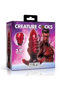 Asstopus Tentacle Inflatable Silicone Anal Plug - Medium - Red/Black