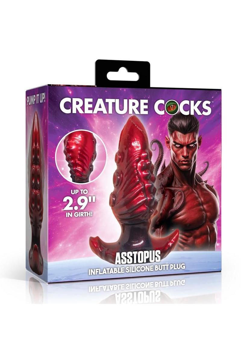 Asstopus Tentacle Inflatable Silicone Anal Plug - Medium - Red/Black