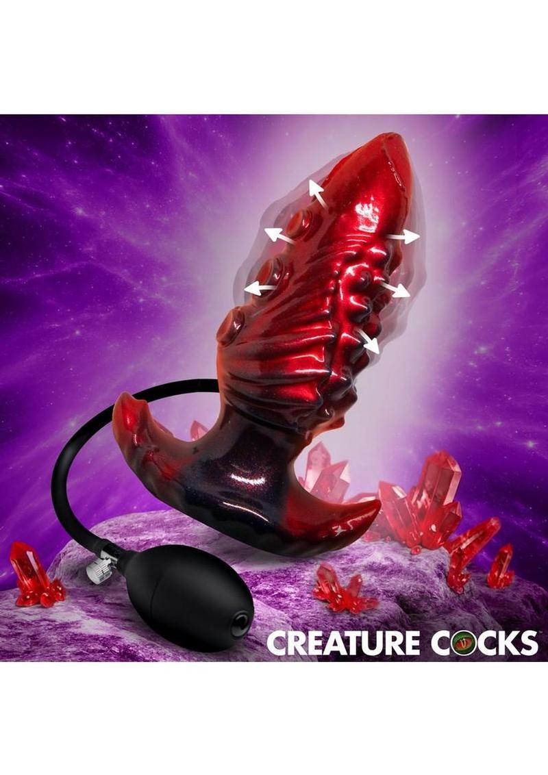 Asstopus Tentacle Inflatable Silicone Anal Plug - Medium - Red/Black - Image 3