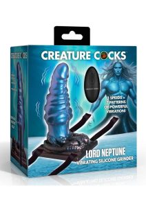 Creature Cocks Lord Neptune Vibrating Rechargeable Silicone Grinder with Remote Control - Blue/Black