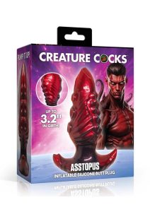Creature Cocks Asstopus Inflatable Silicone Anal Plug - Large - Red/Black