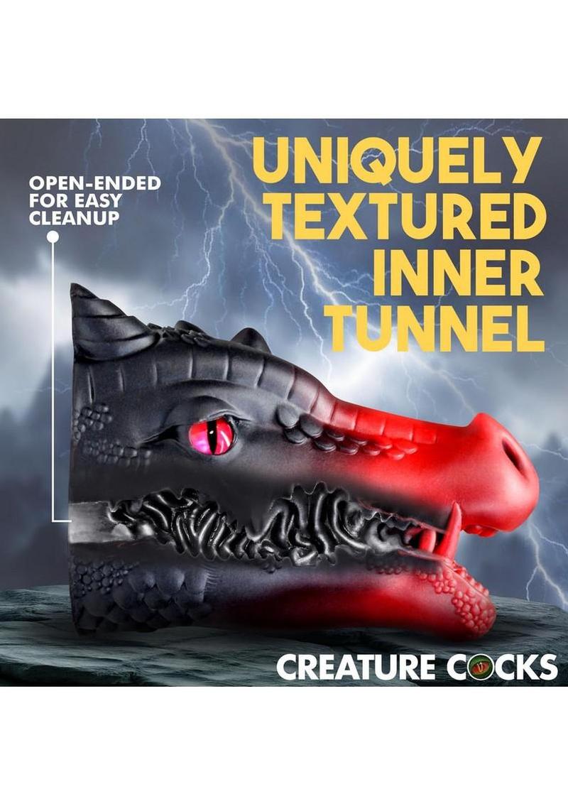 Creature Cocks Drago Silicone Masturbator - Black/Red - Image 3