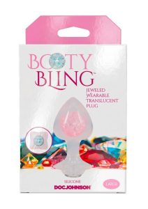 Booty Bling Jeweled Wearable Translucent Silicone Anal Plug - Large - Clear