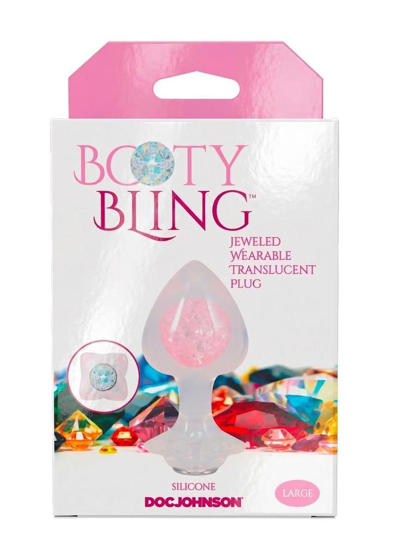 Booty Bling Jeweled Wearable Translucent Silicone Anal Plug - Large - Clear