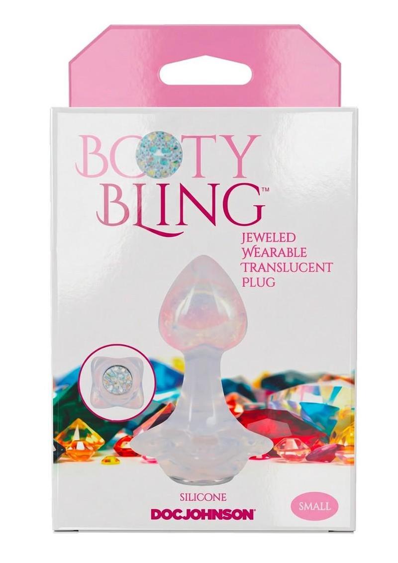 Booty Bling Jeweled Wearable Translucent Silicone Anal Plug - Small - Clear
