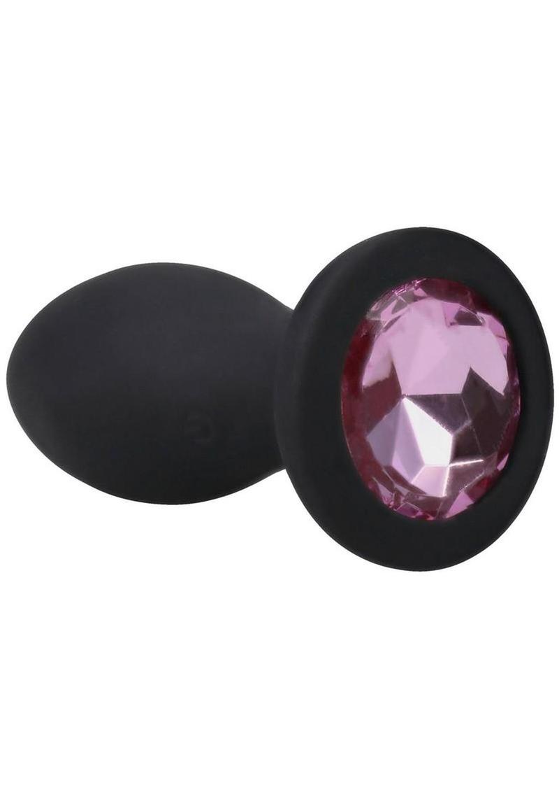 Booty Bling Jeweled Wearable Vibrating Silicone Plug 3In - Pink - Image 3
