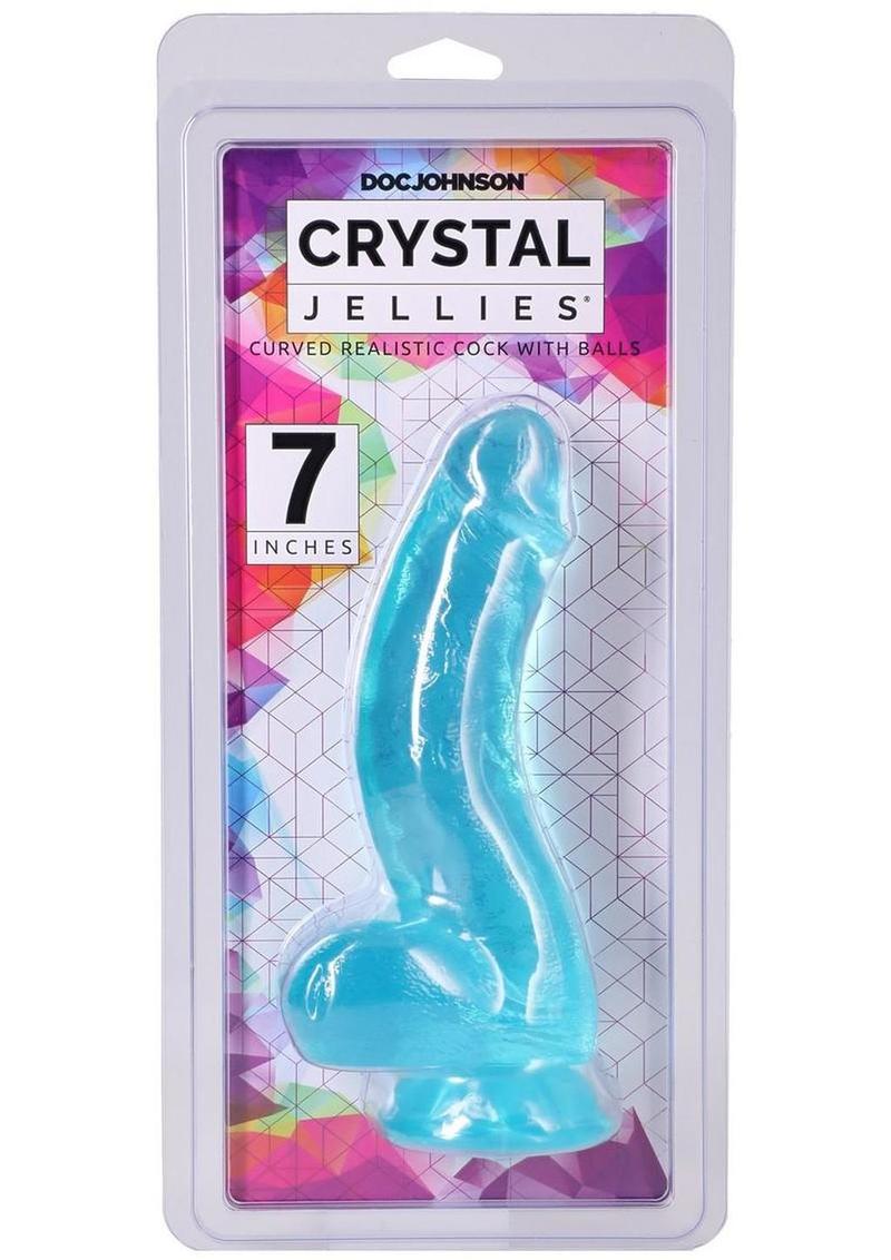 Crystal Jellies Curved Realistic Cock with Balls 7In - Teal