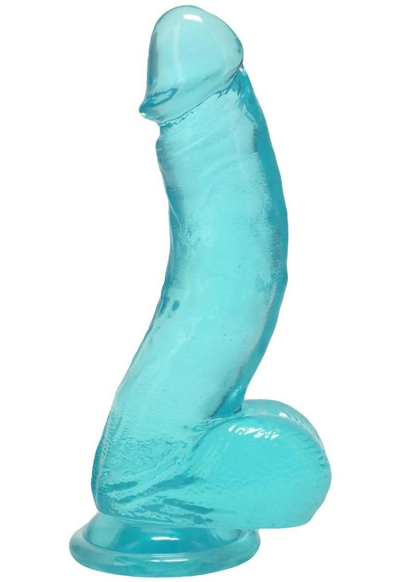 Crystal Jellies Curved Realistic Cock with Balls 7In - Teal