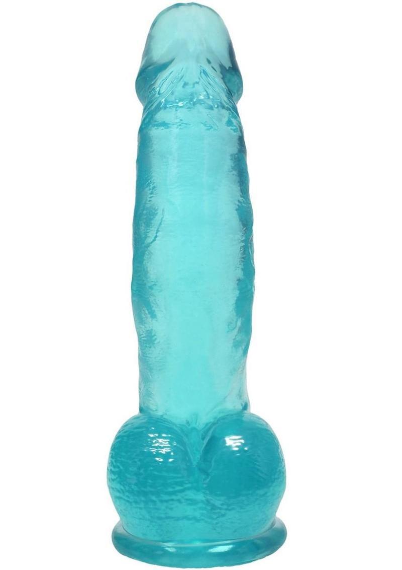 Crystal Jellies Curved Realistic Cock with Balls 7In - Teal - Image 3