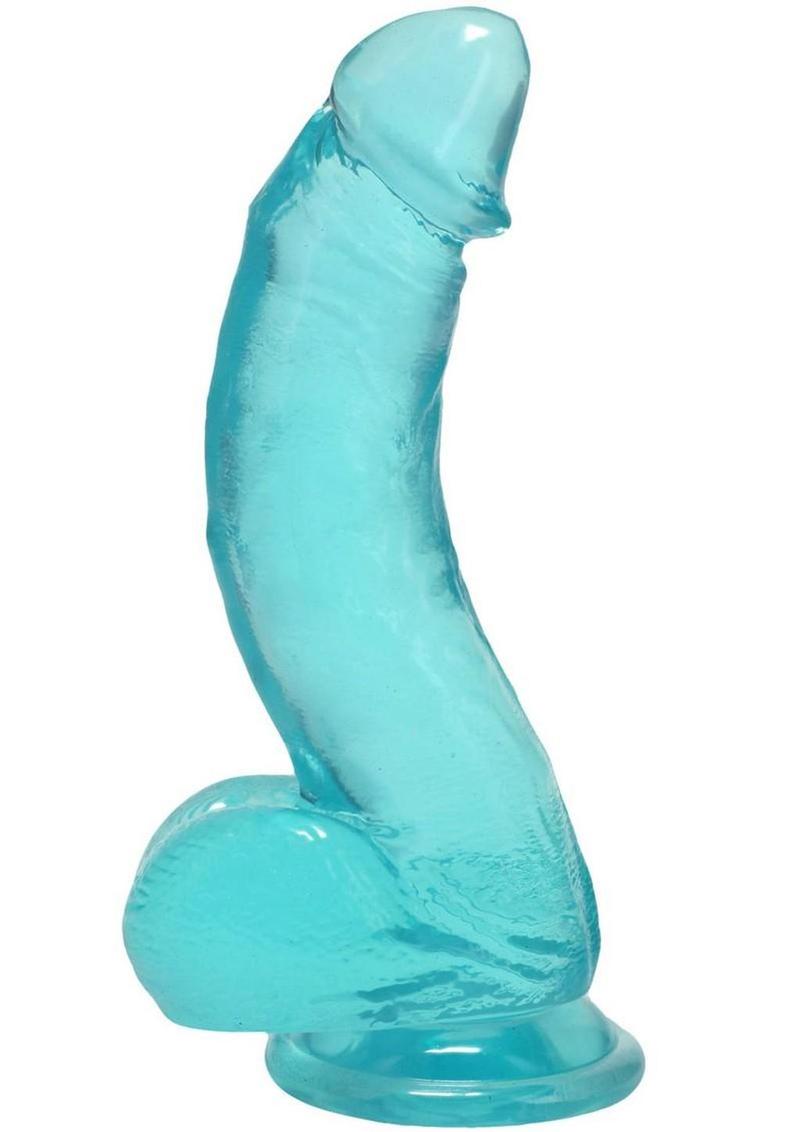 Crystal Jellies Curved Realistic Cock with Balls 7In - Teal - Image 4