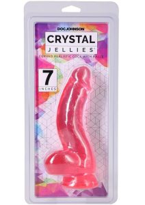 Crystal Jellies Curved Realistic Cock with Balls 7In - Pink