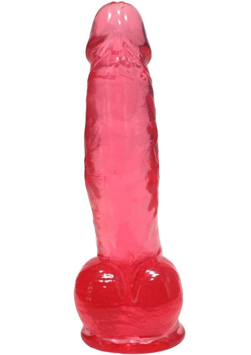 Crystal Jellies Curved Realistic Cock with Balls 7In - Pink - Image 3