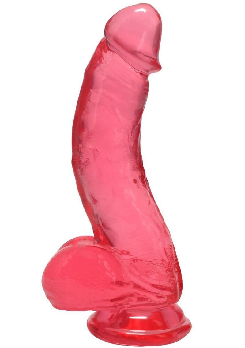 Crystal Jellies Curved Realistic Cock with Balls 7In - Pink - Image 4
