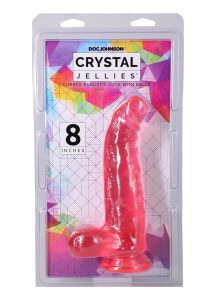 Crystal Jellies Curved Realistic Cock with Balls 8In - Pink