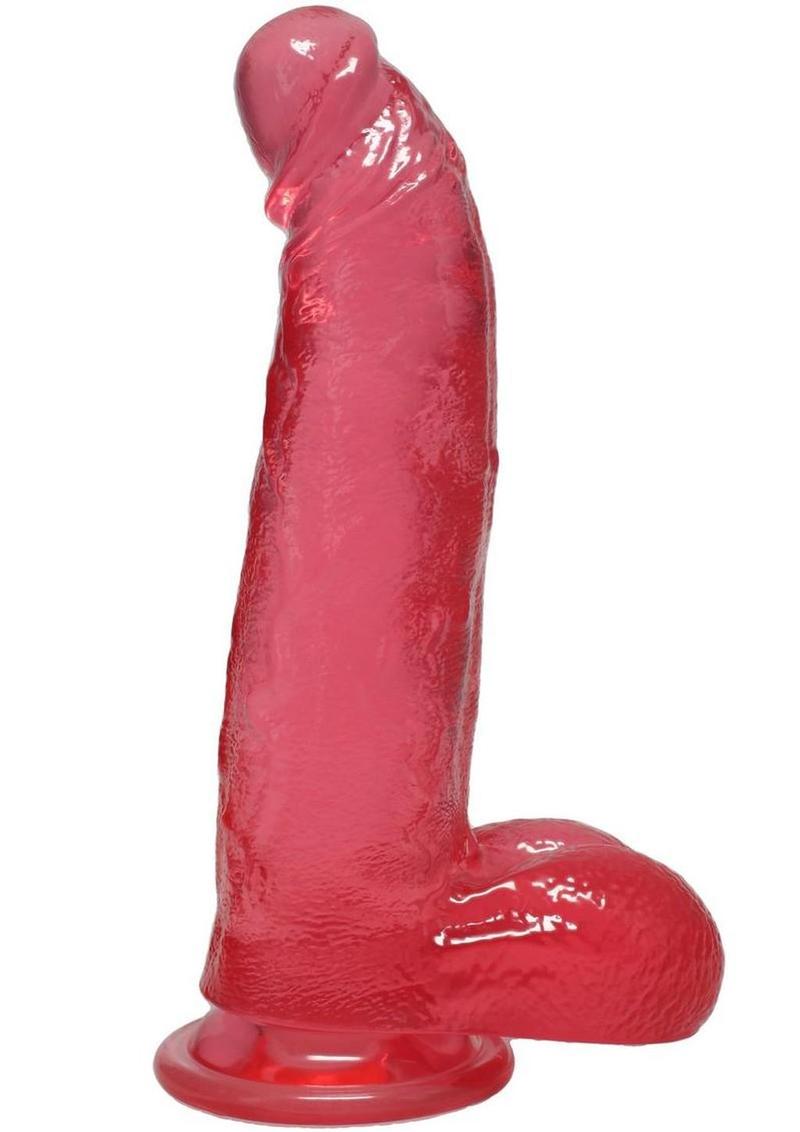 Crystal Jellies Curved Realistic Cock with Balls 8In - Pink