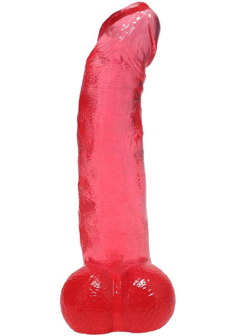 Crystal Jellies Curved Realistic Cock with Balls 8In - Pink - Image 3