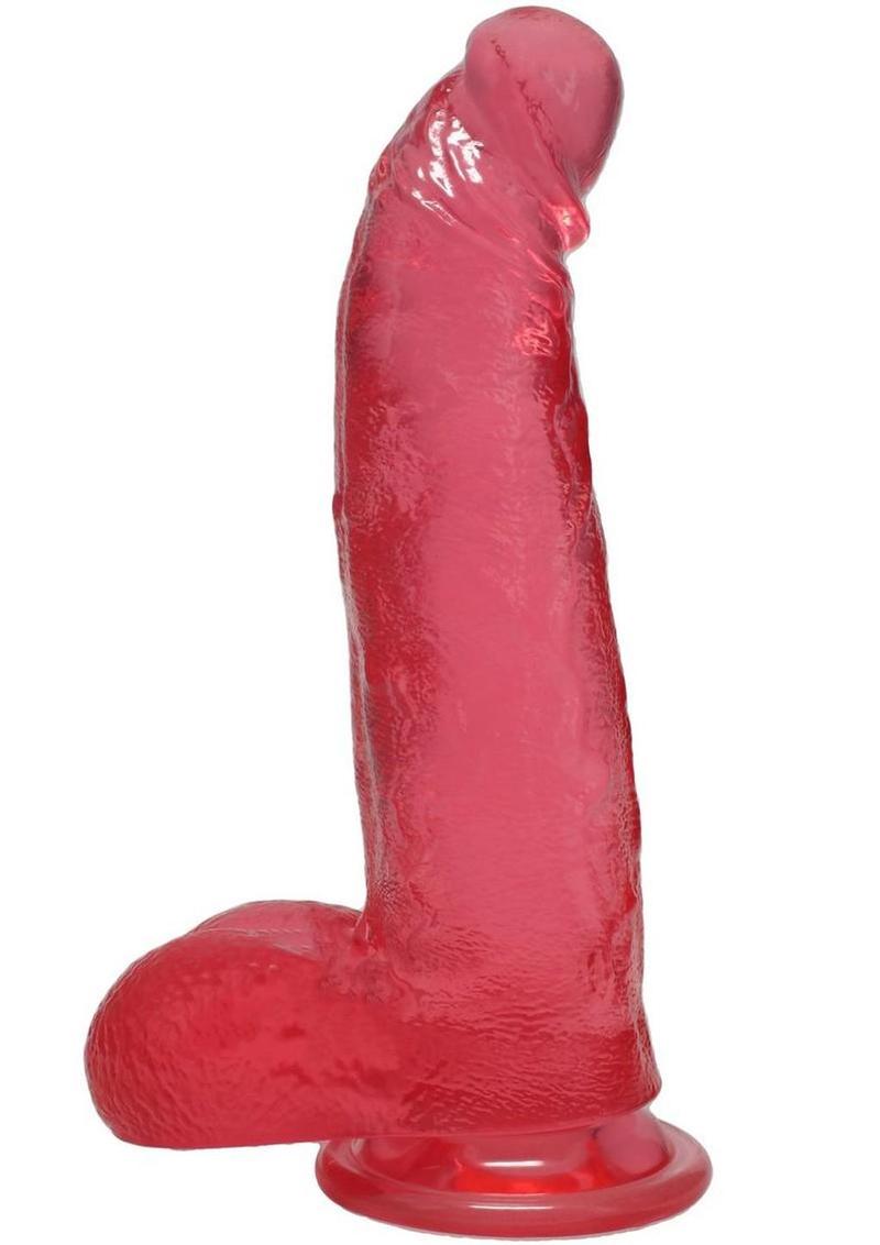 Crystal Jellies Curved Realistic Cock with Balls 8In - Pink - Image 4
