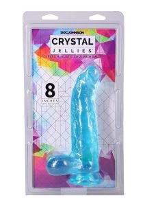 Crystal Jellies Curved Realistic Cock with Balls 8In - Teal