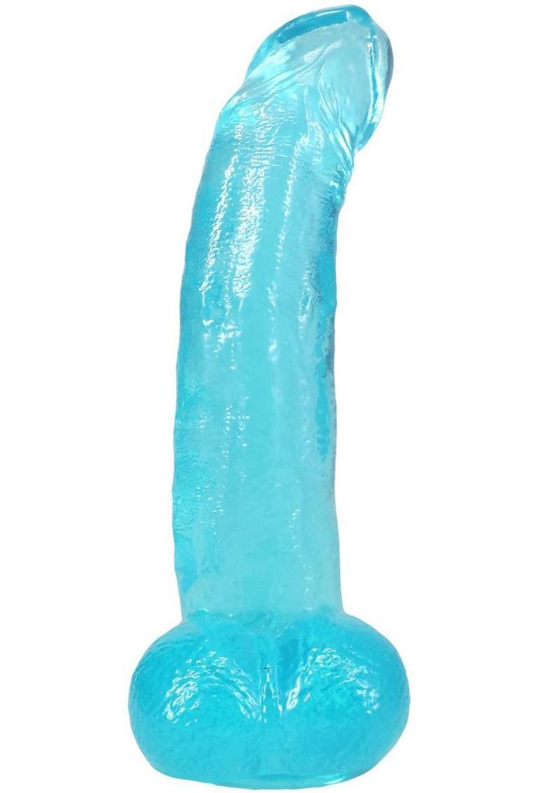 Crystal Jellies Curved Realistic Cock with Balls 8In - Teal - Image 3
