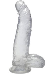 Crystal Jellies Curved Realistic Cock with Balls 8In - Clear