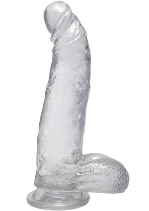 Crystal Jellies Curved Realistic Cock with Balls 8In - Clear