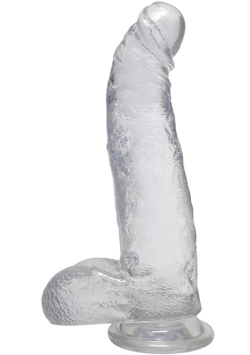 Crystal Jellies Curved Realistic Cock with Balls 8In - Clear - Image 4