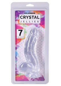 Crystal Jellies Curved Realistic Cock with Balls 7In - Clear