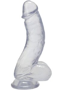Crystal Jellies Curved Realistic Cock with Balls 7In - Clear
